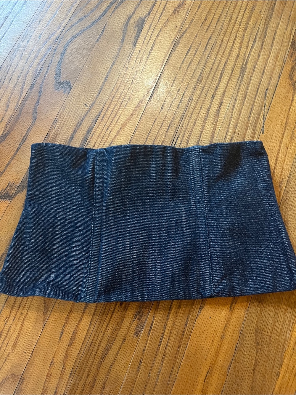 Tibi Dark Blue Denim Strapless Crop Top